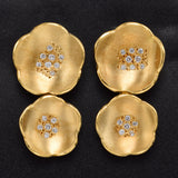 Vintage 18K Yellow Gold Diamond Floral Drop Earrings
