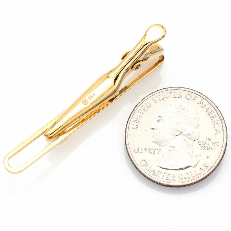 Vintage MIKIMOTO Tokyo 14K Yellow Gold Sea Pearl Tie Bar Clip + Box Booklet 4.6G