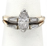 Vintage 14K Yellow Gold 1.15 TCW Diamond Marquise Band Ring