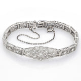 Vintage 10K White Gold Diamond Filigree Bracelet