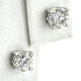Vintage 14K White Gold 0.84 TCW Diamond Round Solitaire Stud Earrings