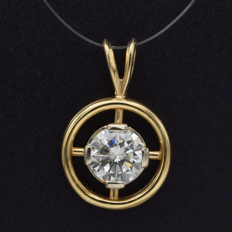 $5,500 Appraised Vintage 14K Yellow Gold 1.16 Ct Round Brilliant Diamond Pendant