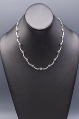 Vintage 14K White Gold 1.02 TCW Diamond Floral Link Necklace