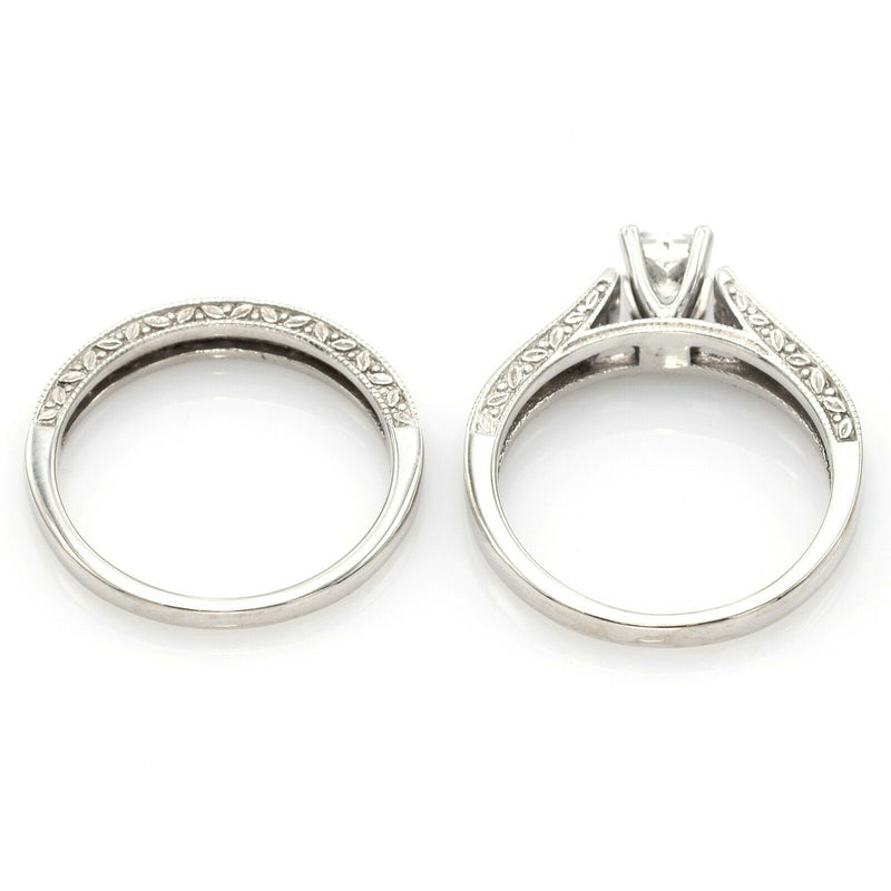 Vintage 14K White Gold 1.01 TCW Diamond Band Ring Set