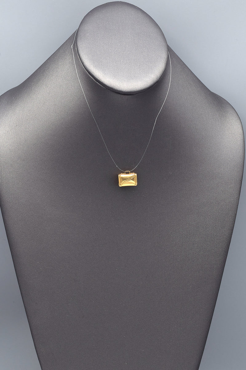 Vintage 14K Yellow Gold Switzerland Suitcase Charm Pendant