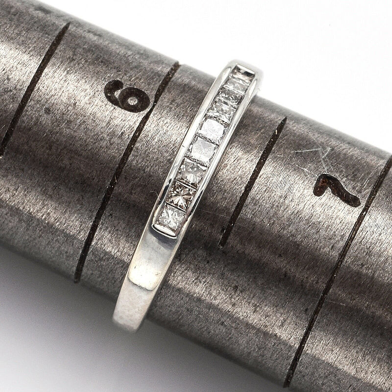 Vintage 14K White Gold 0.26 TCW Diamond Square Cut Band Ring