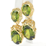 Heavy 14K Gold 111.44 TCW Peridot & Diamond Interchangeable Earrings & Ring Set