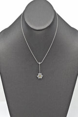 Vintage 18K White Gold 0.45 TCW Diamond Floral Pendant Necklace