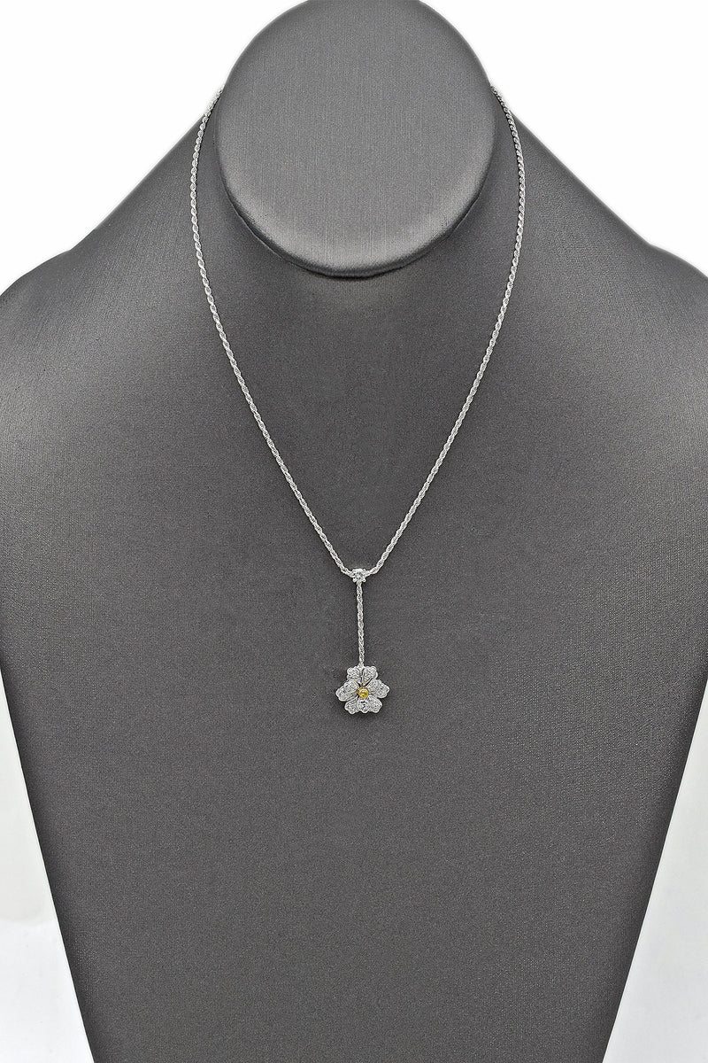 Vintage 18K White Gold 0.45 TCW Diamond Floral Pendant Necklace