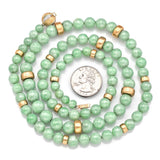 Lise Mori K 14K Yellow Gold Burmese Jade & Diamond Beaded Necklace