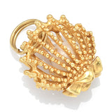 Vintage 14K Yellow Gold Sea Pearl Scallop Shell Cage Charm Pendant
