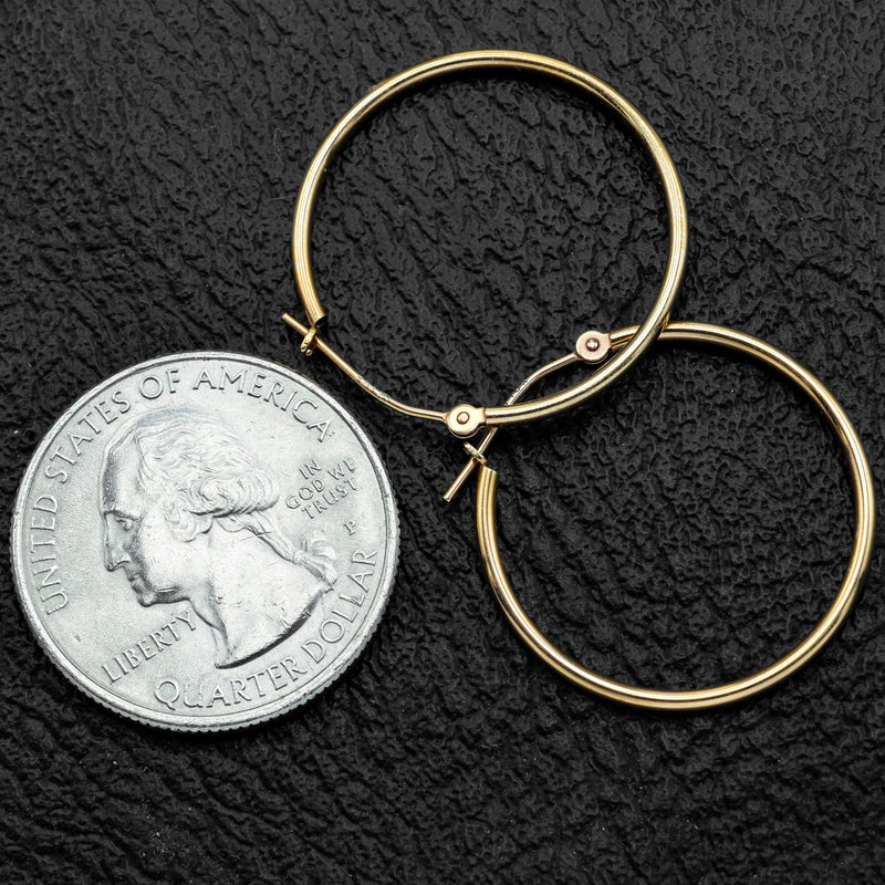 Vintage 10K Yellow Gold 1.6 mm Hoop Earrings
