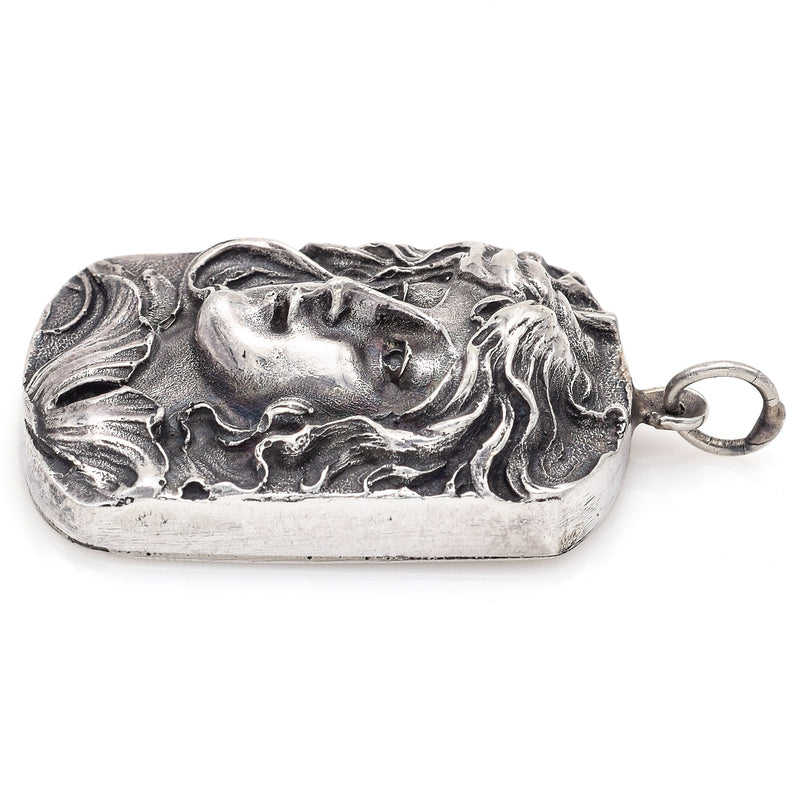 Vintage Henryk Winograd HW 999 Fine Silver Repoussé Woman Maiden Pendant