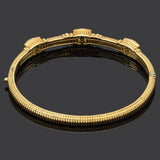 Judith Ripka 14K Gold Canary Crystal & Diamond Hinged Bangle Bracelet +Box 21.2G