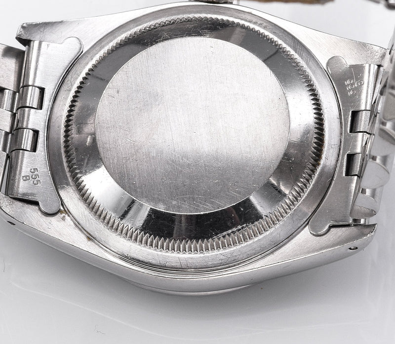 Vintage Rolex Datejust Watch Dark Grey Rhodium Dial Ref 16220