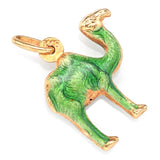 Vintage 18K Yellow Gold Green Enamel Camel Charm Pendant