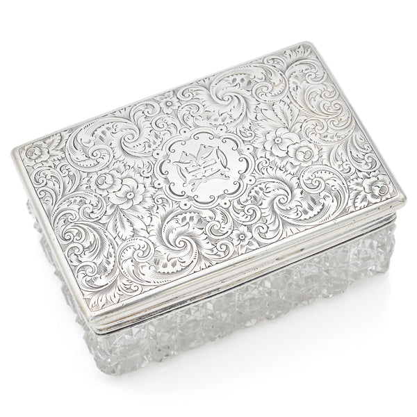 Antique Victorian Jenner & Knewstub Sterling Silver Crystal Vanity Box