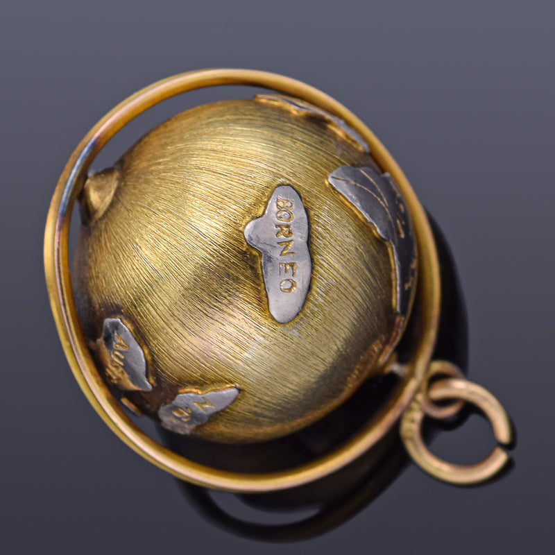Vintage 14K Yellow Gold Spinning Globe World Charm Pendant 6.3 Grams