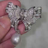 Vintage 18K Gold Sea Pearl & 3.28 TCW Diamond Interchangeable Brooch Pendant