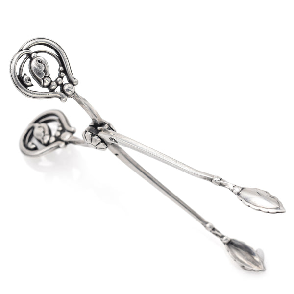 Antique 1920s Georg Jensen Sterling Silver Blossom Sugar Tongs