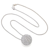 Estate 18K White Gold 3.06 TCW Diamond Circle Pendant Slider Necklace
