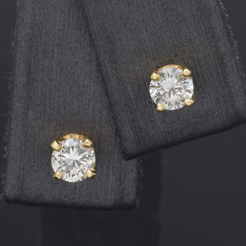 Vintage 14K Yellow Gold 0.56 TCW Diamond Round Stud Earrings 4.25 mm