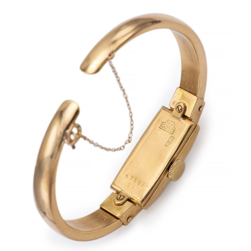 Favre-Leuba Geneve 18K Yellow Gold Hand Wind Women's Cuff Bracelet Watch + Box