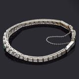 Antique Art Deco 14K White Gold Emerald & 1.66 Diamond Tennis Bracelet