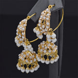 Antique 22K Gold Sea Pearl Multi-Strand Necklace & Hoop Earrings Set