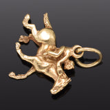 Vintage 14K Yellow Gold Equestrian Horse & Jockey Rider Charm Pendant