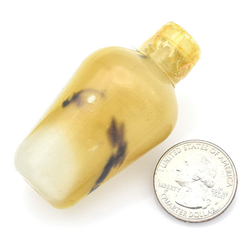 Antique Chinese White & Brown Peking Glass Snuff Bottle 31.4 Grams