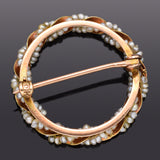 Vintage 10K Gold Sea Pearl Round Brooch Pin + Box 20.8 mm