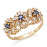 Vintage 14K Yellow Gold Sapphire & 0.54 TCW Diamond Floral Band Ring