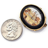Antique Victorian 14K Gold Onyx St Peter's Square Micro Mosaic Brooch Pin