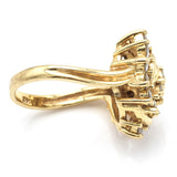 Vintage 14K Yellow Gold 1.83 TCW Diamond Cluster Cocktail Ring