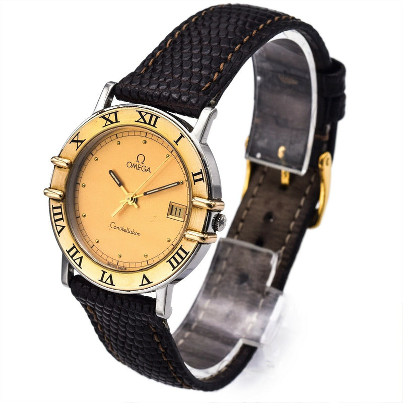 Vintage Omega Constellation 18K Gold/SS Quartz Men's Date Watch Ref. 1961080