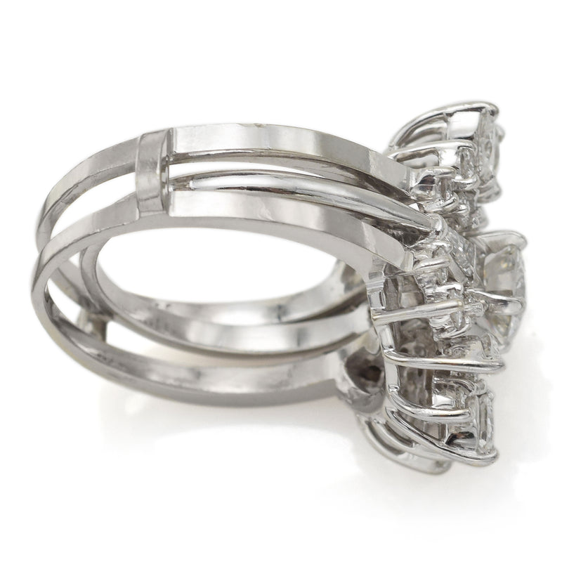 Vintage Platinum & 14K Gold 2.57 TCW Diamond Enhancer Guard Ring Set
