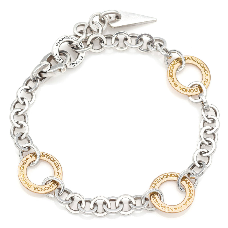 Pianegonda Italy Sterling Silver & 18K Gold Lovesick Anchor Link Bracelet