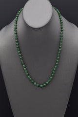 GIA Antique Platinum Translucent Green Omphacite Jade & Diamond Beaded Necklace