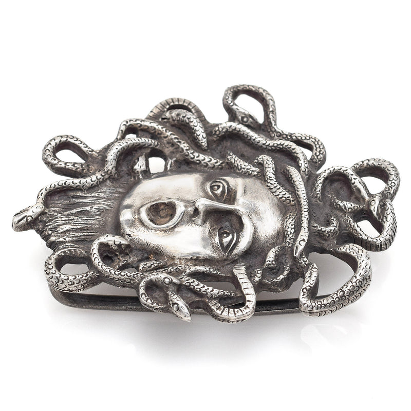 Vintage Sterling Silver Head of Medusa Belt Buckle 71.2 x 59.5 mm