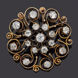 Antique 14K Yellow Gold 3.08 TCW Diamond Pinwheel Brooch Pin Pendant
