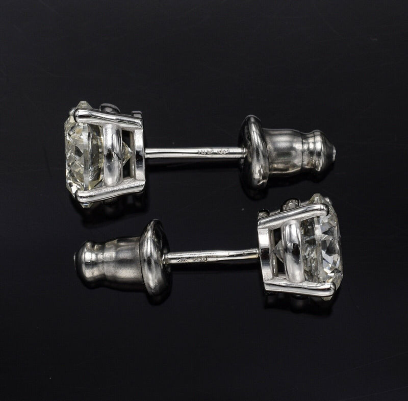 14K White Gold 2.38 TCW Sparkly Brilliant Natural Diamond Stud Earrings 6.7 mm