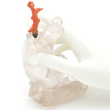Antique Chinese Clear Quartz & Red Coral Carved Koi Fish Snuff Bottle 282.6 Gr