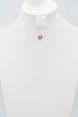 Vintage 14K Yellow Gold Ruby & Diamond Butterfly Pendant