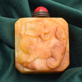 Antique Chinese Jade Lion Beast Carved Snuff Bottle 127.3 Grams