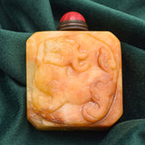 Antique Chinese Jade Lion Beast Carved Snuff Bottle 127.3 Grams