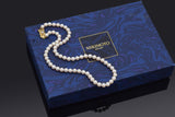 Mikimoto 18K Gold Pinkish White Cultured Pearl Beaded Strand Necklace Box Paper