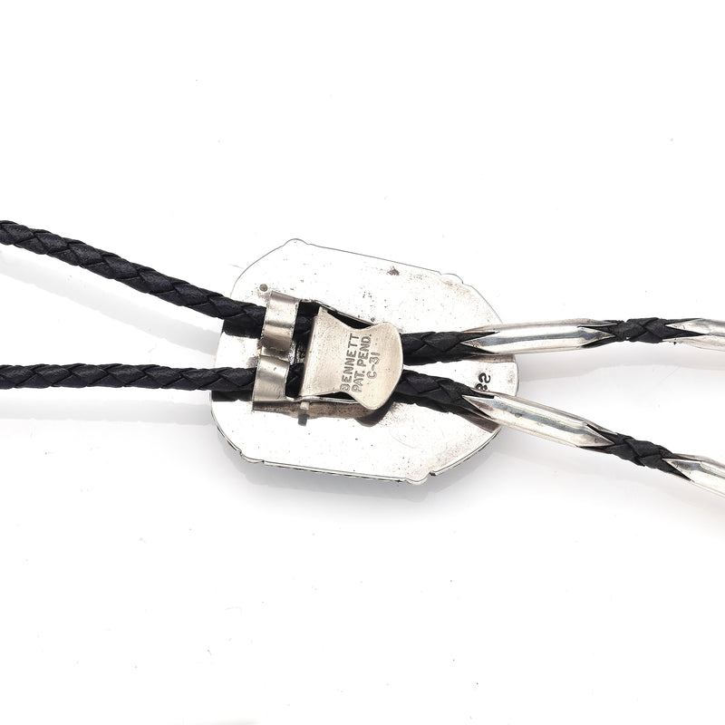 Vintage Bennett Sterling Silver Turquoise Southwestern Bolo Tie