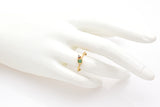 Vintage 18K Yellow Gold Emerald & CZ Band Ring & Stud Earrings Set