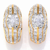 Vintage 18K Yellow Gold 3.88 TCW Diamond Omega Back Earrings